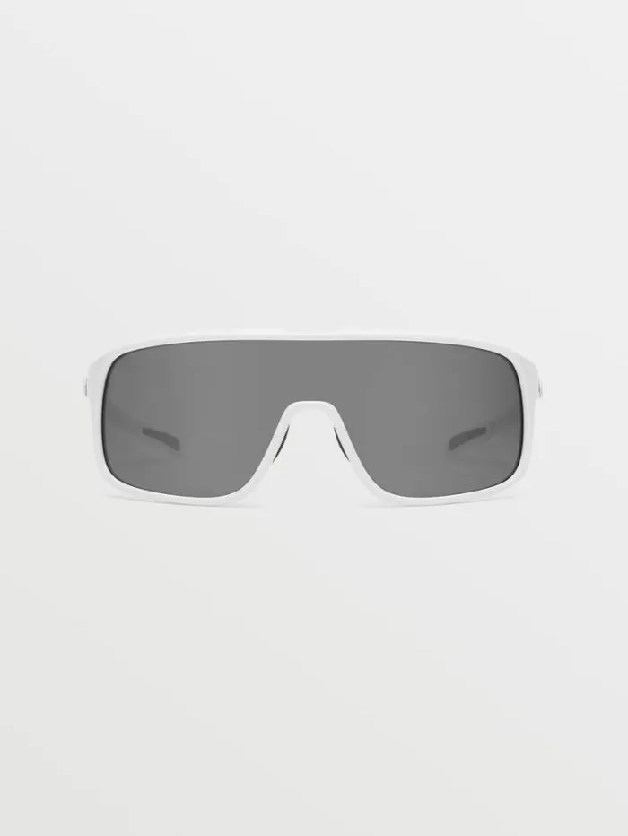 MensWomens Sunglasses Volcom Macho Sunglasses 8211 Gloss WhiteSilver Mirror