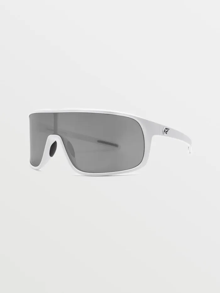MensWomens Sunglasses Volcom Macho Sunglasses 8211 Gloss WhiteSilver Mirror
