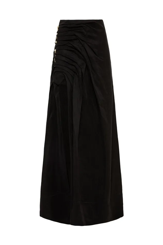 Mika Draped Split Midi Skirt Black Women Aje Skirts