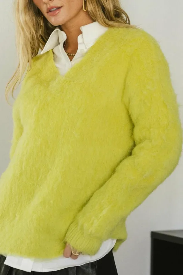 Miller Fuzzy Sweater In Chartreuse Chartreuse Women Bohme Tops