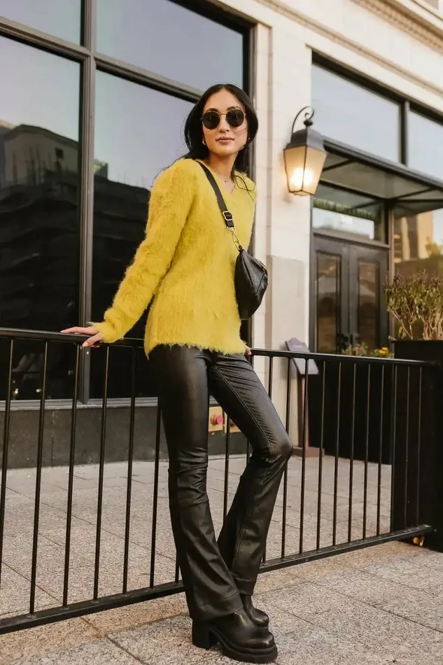 Miller Fuzzy Sweater In Chartreuse Chartreuse Women Bohme Tops