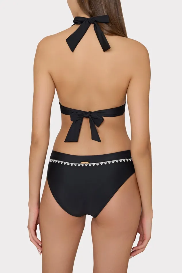 Milly Crochet Stitch Halter Bikini Top Blackwhite Women Bikinis