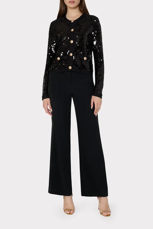 Milly Iman Sequin Knit Cardigan Black Women Tops Milly Iman Sequin Knit Cardigan Black Women Tops