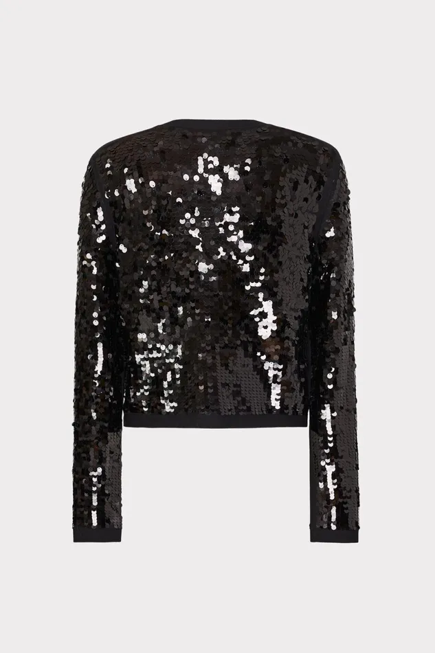 Milly Iman Sequin Knit Cardigan Black Women Tops Milly Iman Sequin Knit Cardigan Black Women Tops