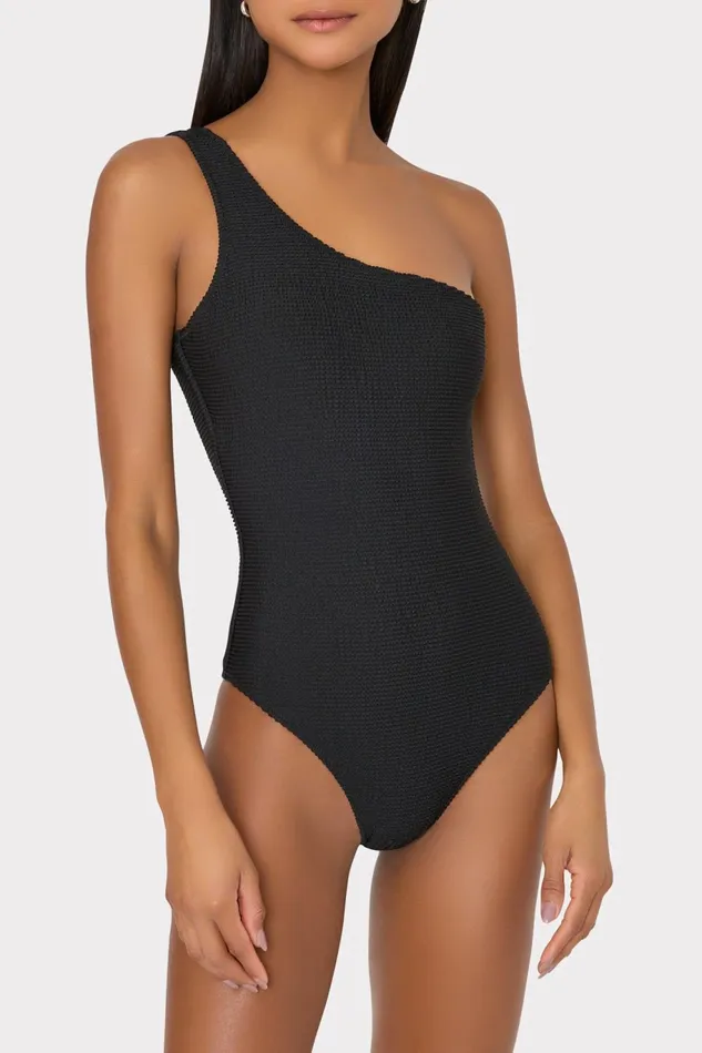 Milly Joni One Shoulder One Piece Black Women One Piece Swimsuits