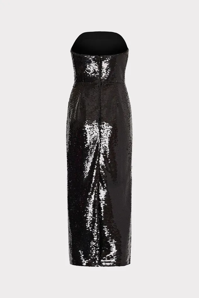 Milly Kait Vines Of Floral Sequins Dress Blackblue Women Dresses