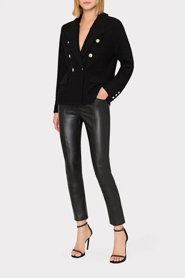 Milly Kimmie Textured Knit Blazer Black Women Tops Milly Kimmie Textured Knit Blazer Black Women Tops