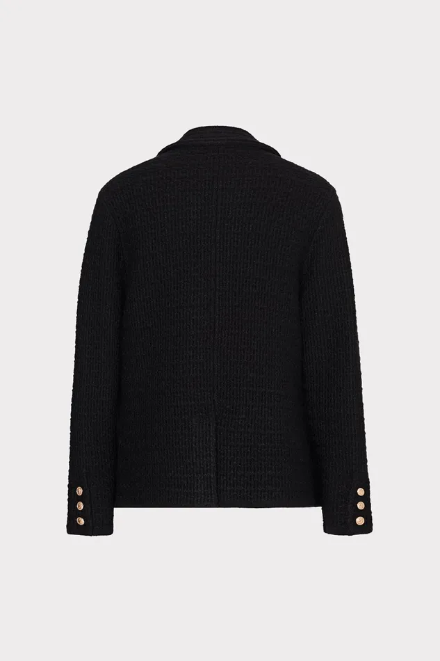 Milly Kimmie Textured Knit Blazer Black Women Tops Milly Kimmie Textured Knit Blazer Black Women Tops