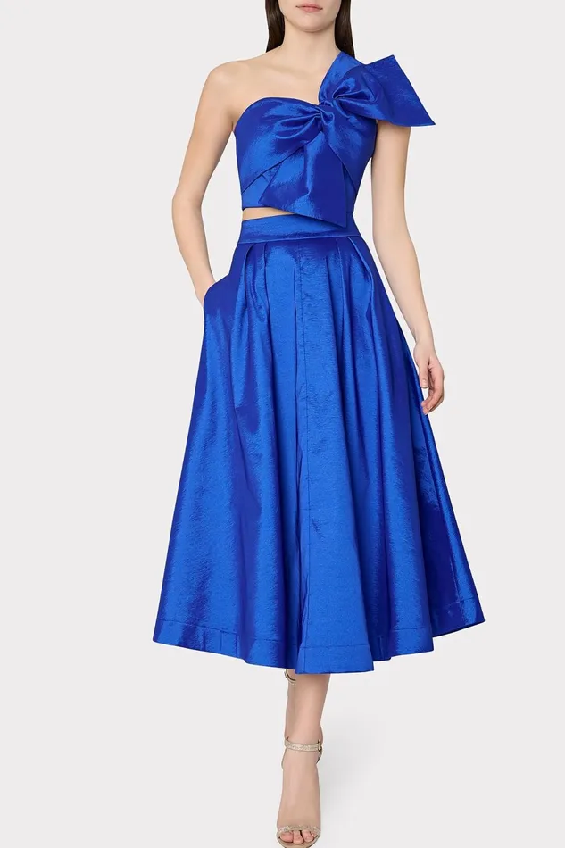 Milly Laney Bow Taffeta Crop Top Blue Women Tops Milly Laney Bow Taffeta Crop Top Blue Women Tops