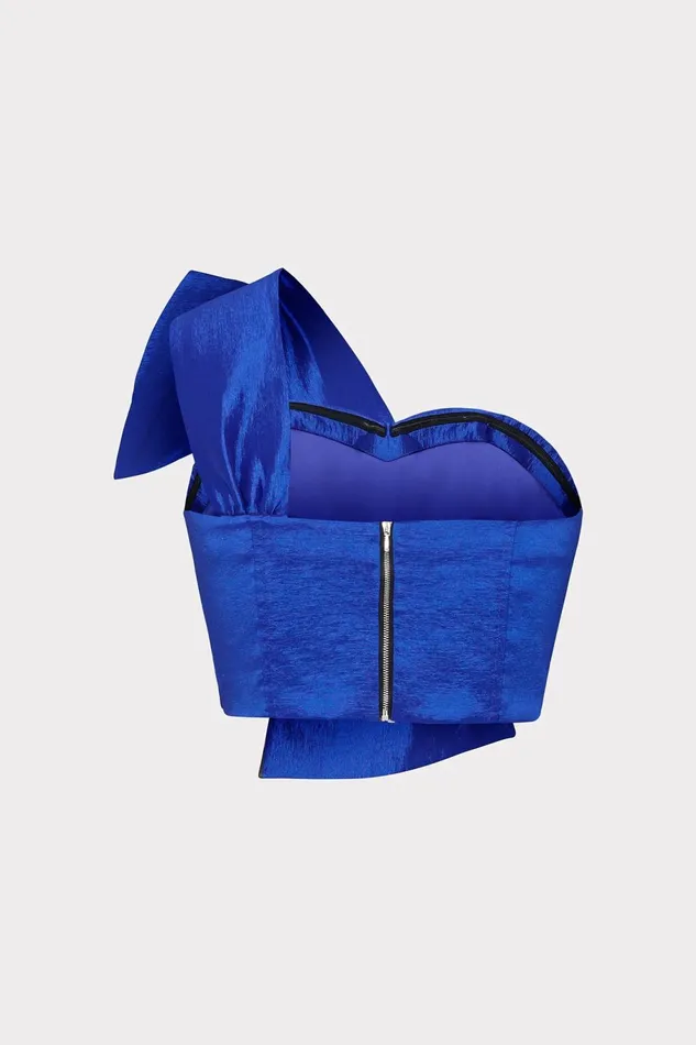 Milly Laney Bow Taffeta Crop Top Blue Women Tops Milly Laney Bow Taffeta Crop Top Blue Women Tops