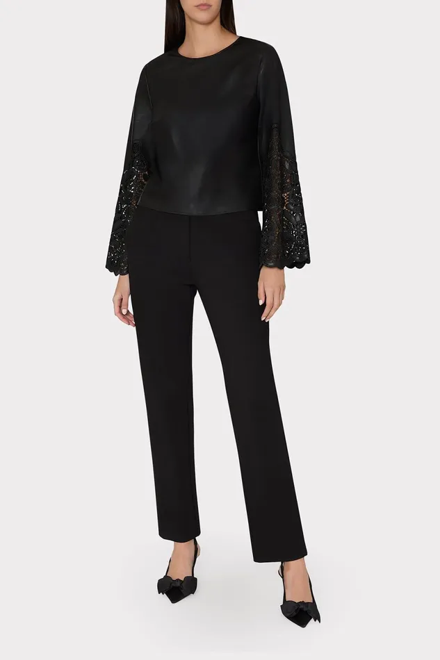 Milly Lara Vegan Leather Long Sleeve Top Black Women Tops Milly Lara Vegan Leather Long Sleeve Top Black Women Tops