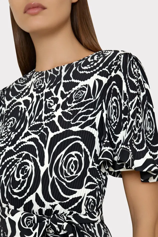 Milly Lumi Black Rose Pleated Dress Black Rose Women Dresses Milly Lumi Black Rose Pleated Dress Black Rose Women Dresses