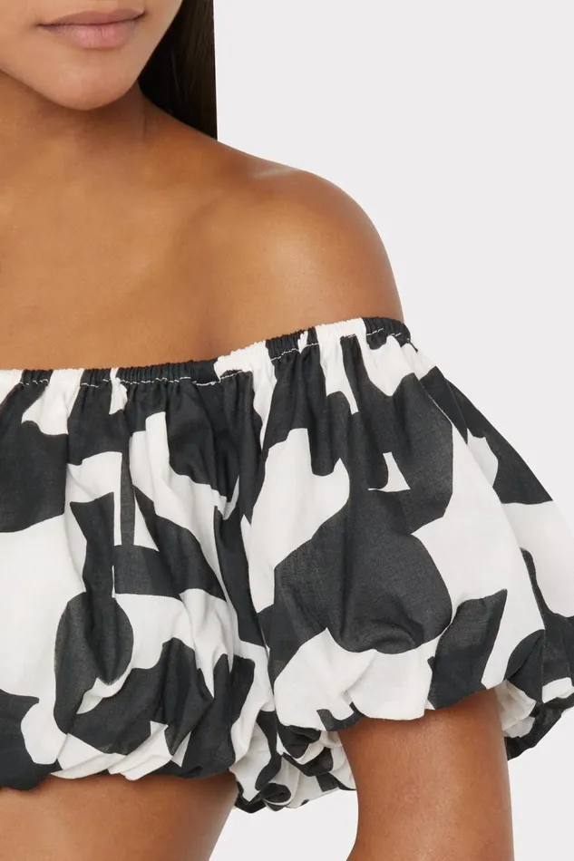 Milly Mason Modern Geo Off The Shoulder Top Blackecru Women CoverUps