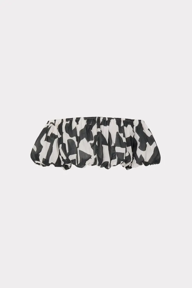 Milly Mason Modern Geo Off The Shoulder Top Blackecru Women CoverUps