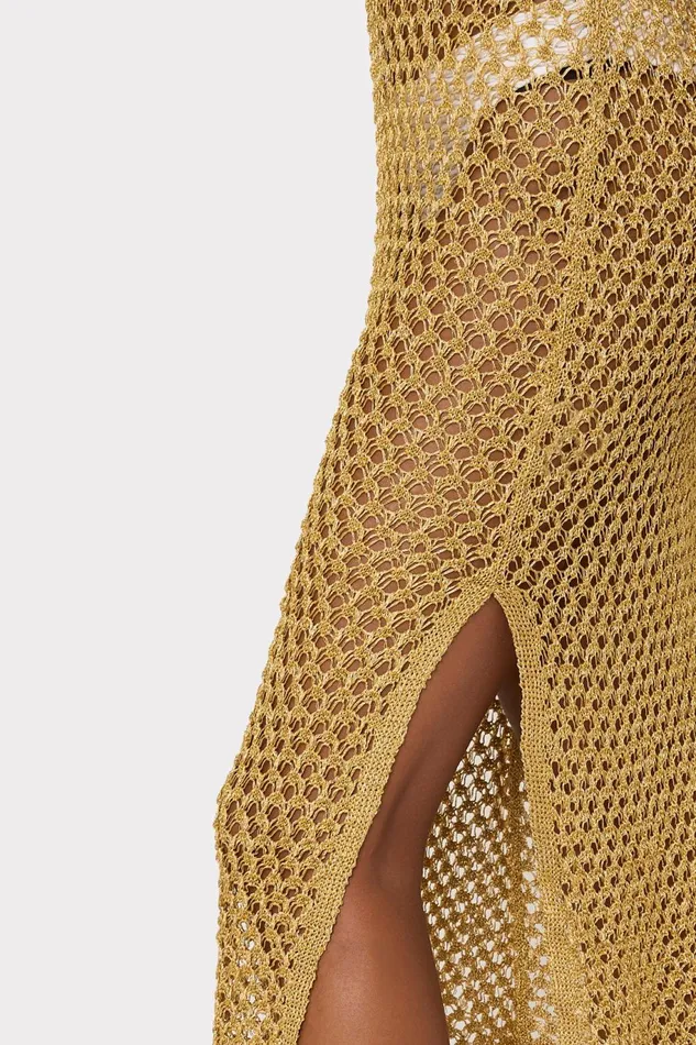 Milly Metallic Mesh V Neck Midi CoverUp Dress Gold Women Swim and Coverups Milly Metallic Mesh V Neck Midi CoverUp Dress Gold Women Swim and Coverups
