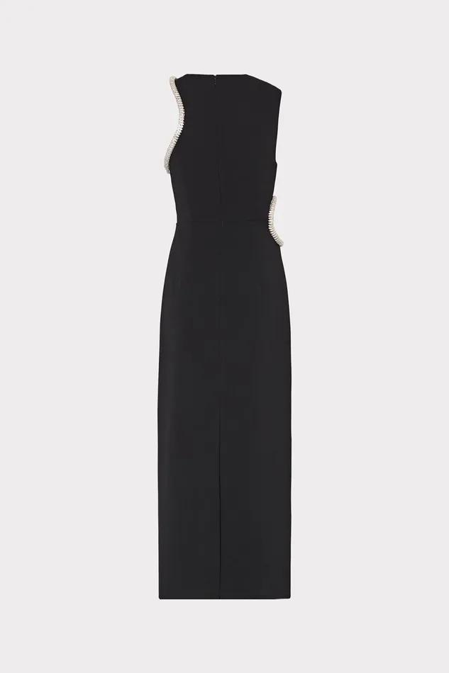 Milly Nadya Crystal Cut Out Midi Dress Black Women Dresses