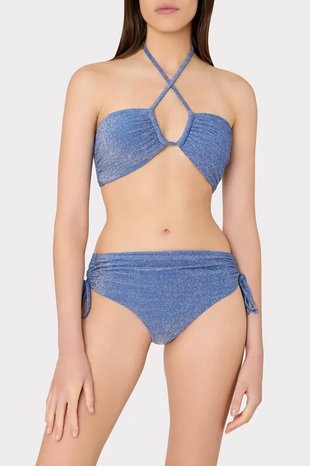 Milly Shimmer Bikini Bottom Blue Women Bikinis