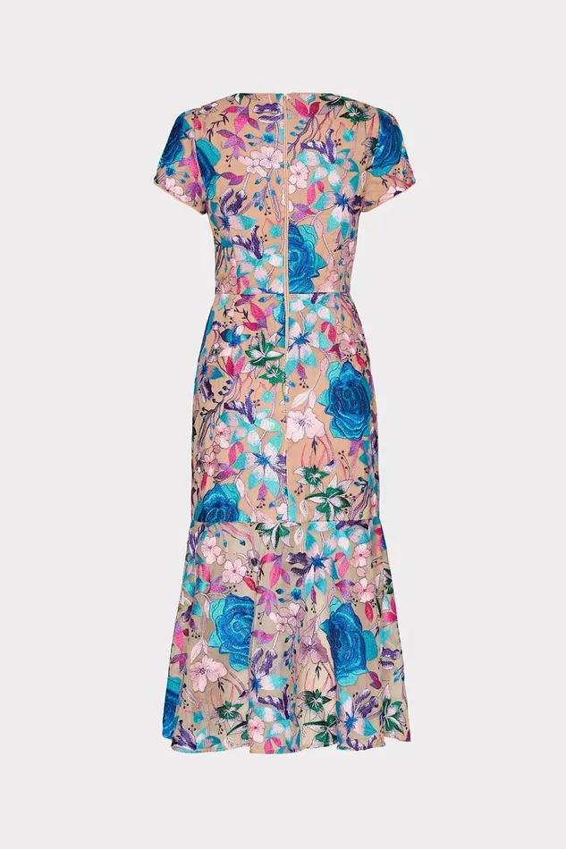 Milly Tahlia Fall Floral Embroidered Dress Blue Multi Women Dresses Milly Tahlia Fall Floral Embroidered Dress Blue Multi Women Dresses