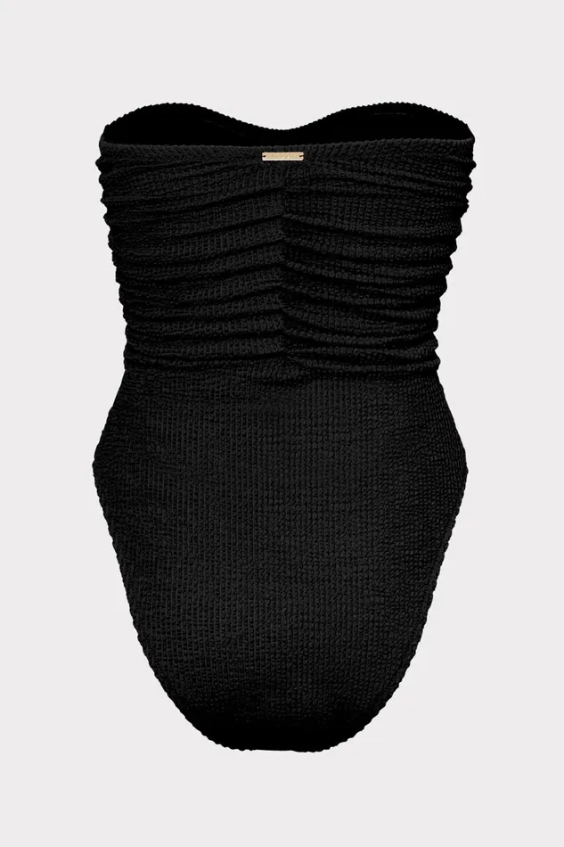 Milly Textured Ruched One Piece Black Women Swim and Coverups