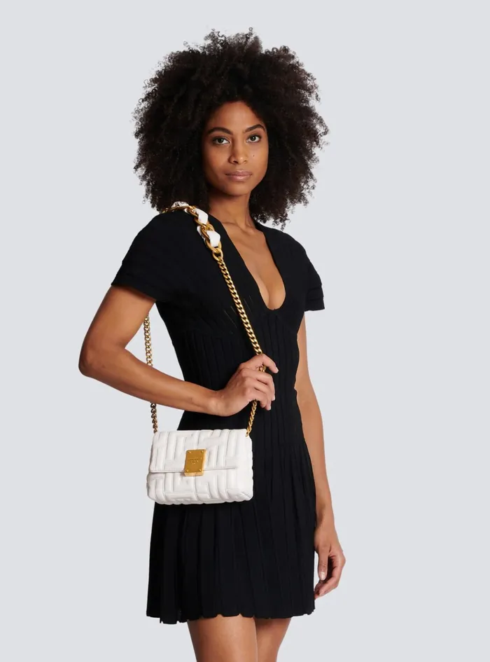 Mini 1945 Soft Bag In Quilted Leather Pink Women Balmain Crossbody Bags