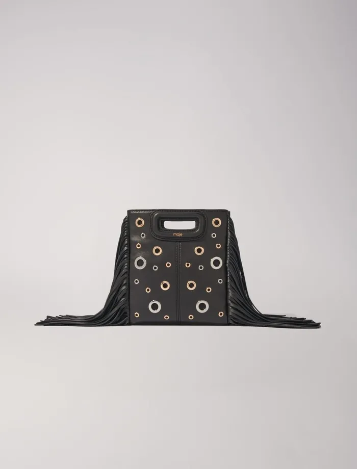 Mini Bags Women Maje Leather M Mini Bag With Eyelets Black