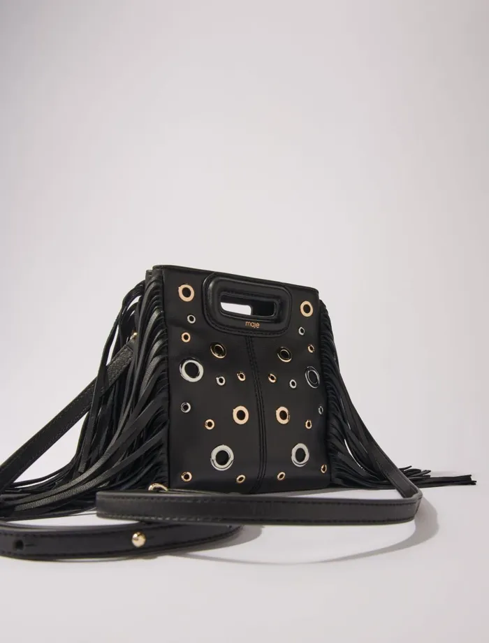 Mini Bags Women Maje Leather M Mini Bag With Eyelets Black