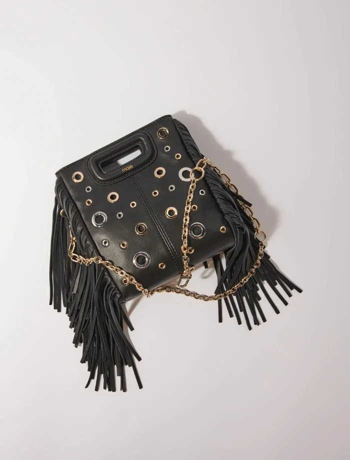 Mini Bags Women Maje Leather M Mini Bag With Eyelets Black
