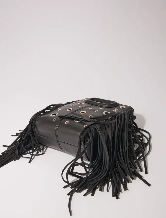 Mini Bags Women Maje Leather M Mini Bag With Eyelets Black