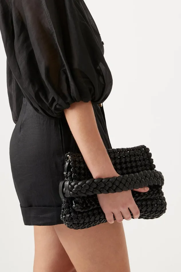 Mirage Woven Chain Clutch Black Women Aje Handbags 038 Wallets