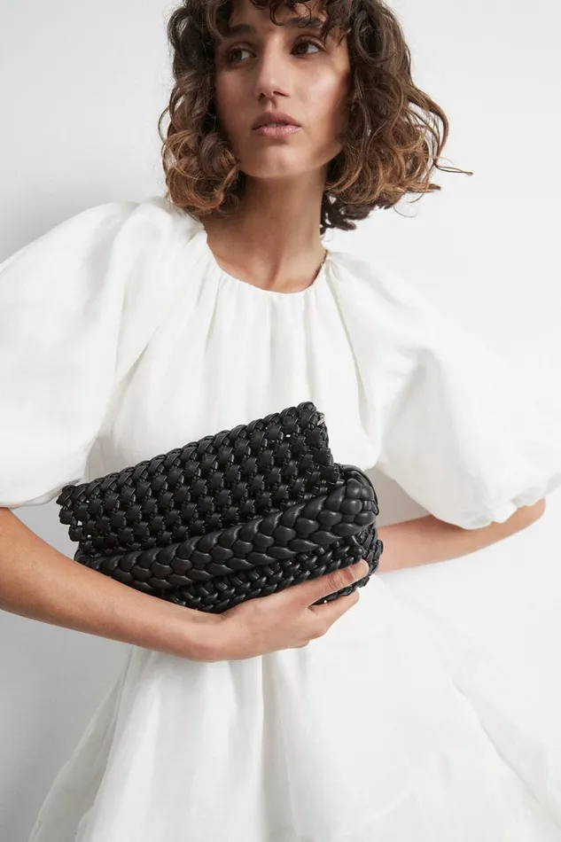 Mirage Woven Chain Clutch Black Women Aje Handbags 038 Wallets