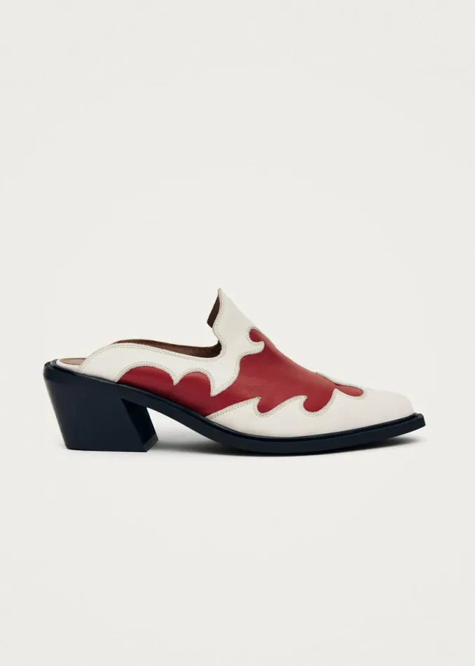 Mules Women ALOHAS Weston Bicolor Red Cream Leather Mules