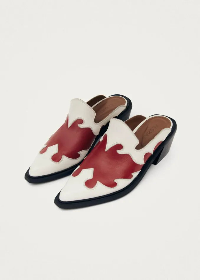 Mules Women ALOHAS Weston Bicolor Red Cream Leather Mules