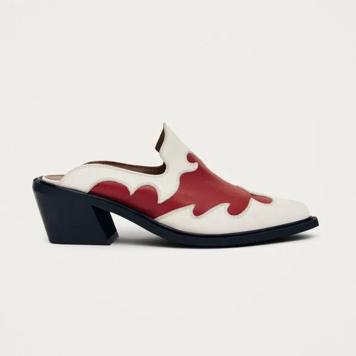 Mules Women ALOHAS Weston Bicolor Red Cream Leather Mules