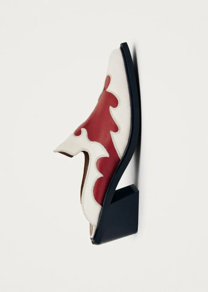 Mules Women ALOHAS Weston Bicolor Red Cream Leather Mules