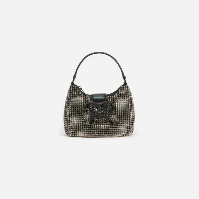 Multi Rhinestone Chainmail Crescent Bag Women Self Portrait Micro