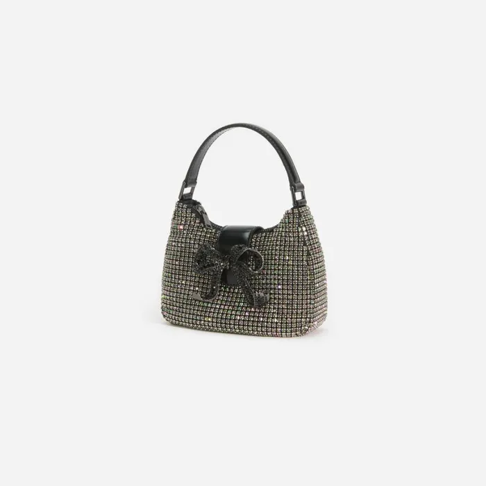 Multi Rhinestone Chainmail Crescent Bag Women Self Portrait Micro Multi Rhinestone Chainmail Crescent Bag Women Self Portrait Micro