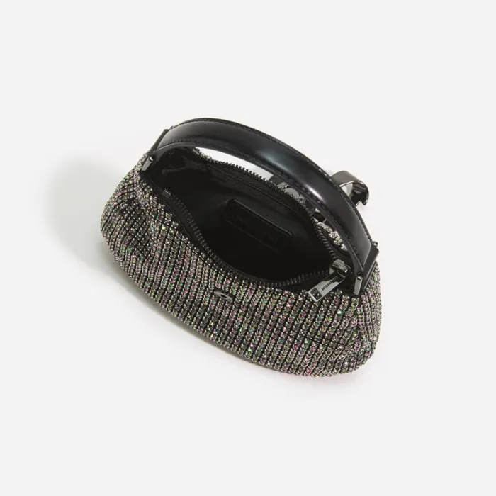 Multi Rhinestone Chainmail Crescent Bag Women Self Portrait Micro Multi Rhinestone Chainmail Crescent Bag Women Self Portrait Micro