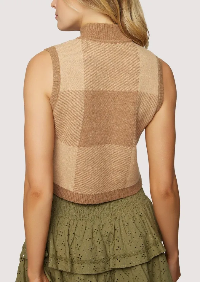 Nature School Crop Top Camelgingham Women Lost Wander Sweaters
