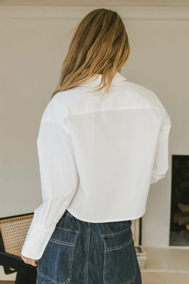 Neve Cropped Button Up White Women Bohme Tops