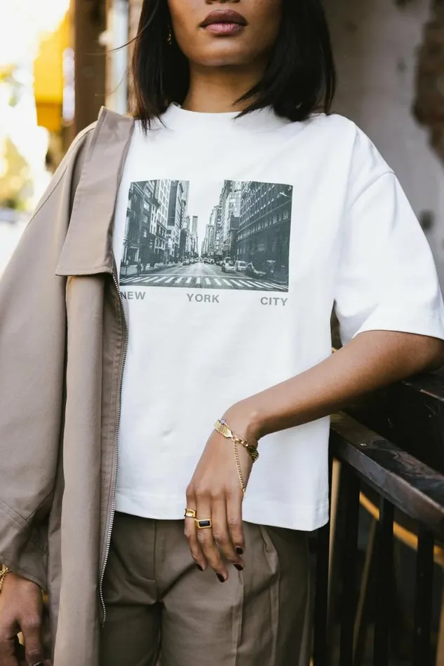 New York City Graphic Tee White Women Bohme Tops