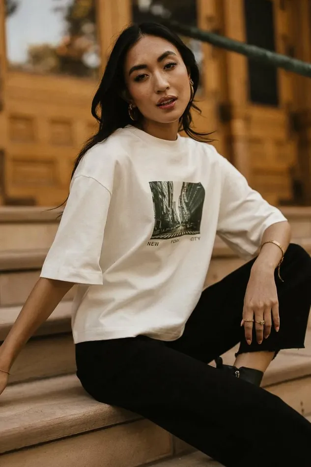 New York City Graphic Tee White Women Bohme Tops