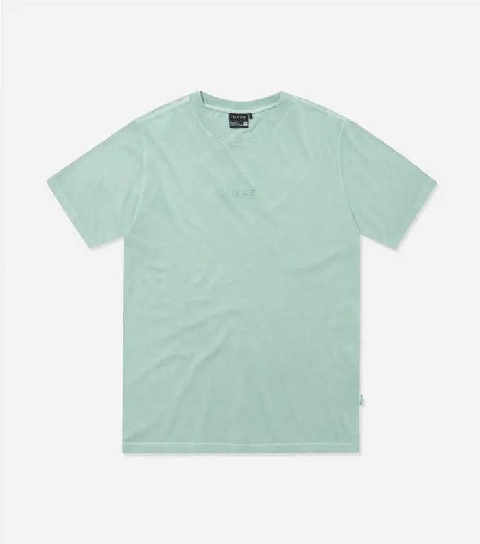NICCE TShirts Mens NICCE Garment Dye Mercury TShirt Washed Aqua Blue