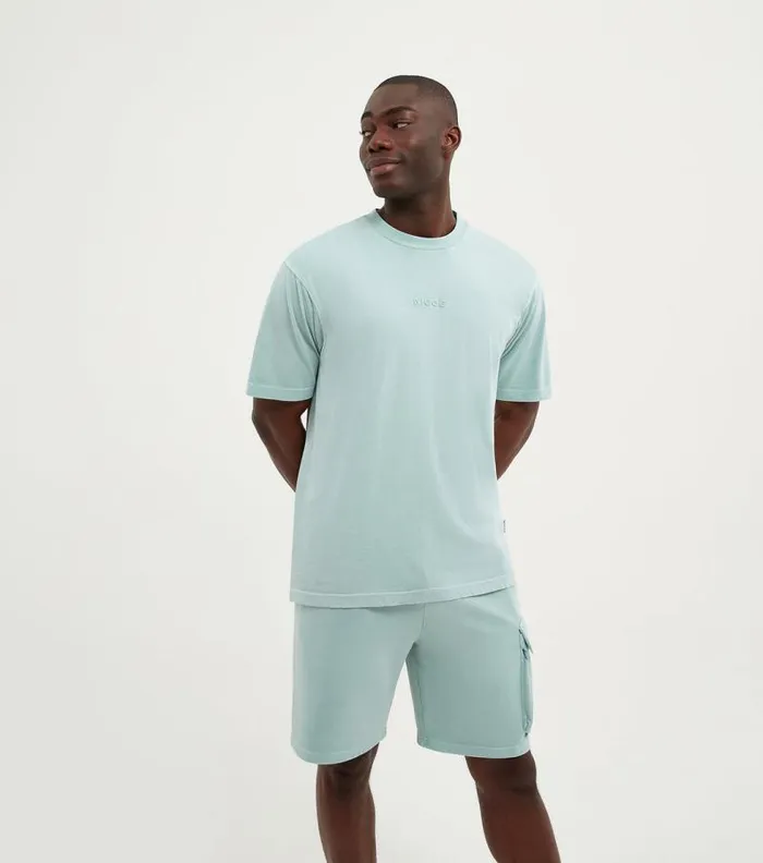 NICCE TShirts Mens NICCE Garment Dye Mercury TShirt Washed Aqua Blue