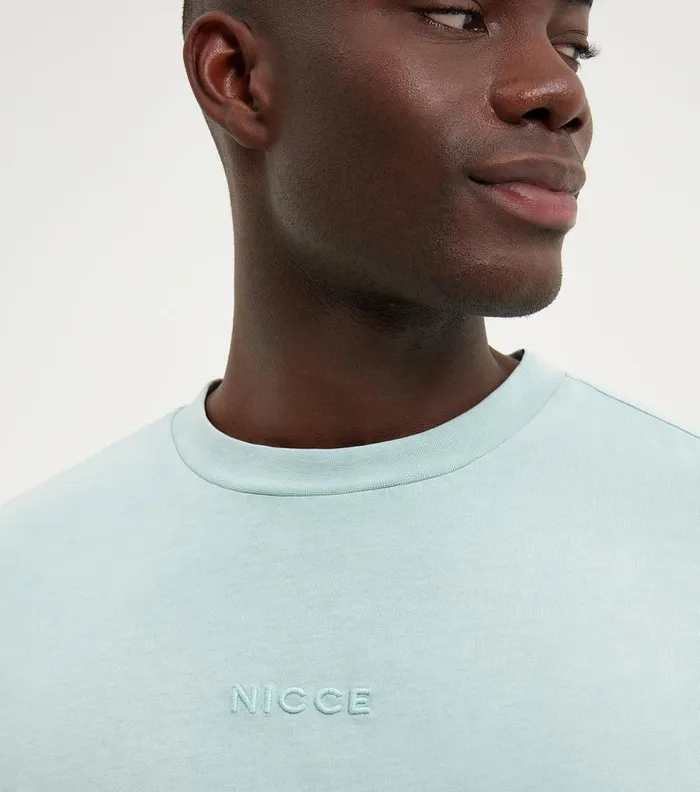 NICCE TShirts Mens NICCE Garment Dye Mercury TShirt Washed Aqua Blue