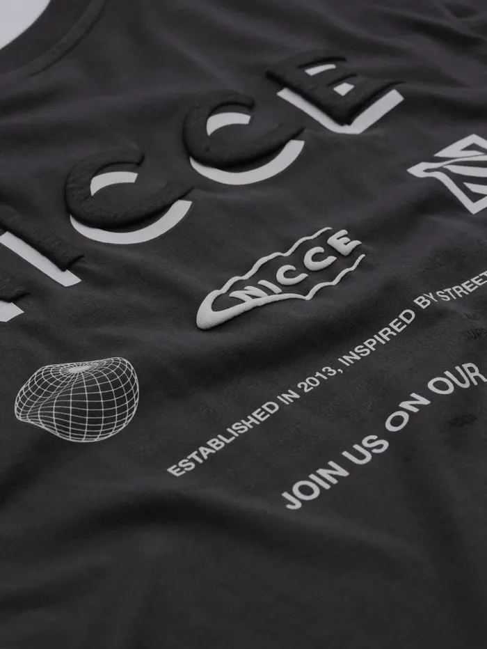 NICCE TShirts Mens NICCE Multi Logo TShirt Coal