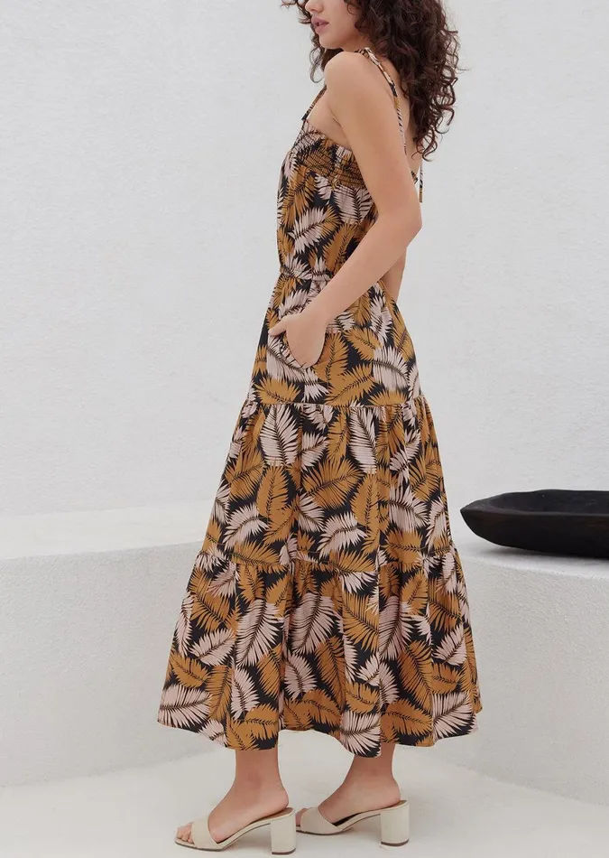Nightfall Palm Maxi Dress Taupetropical Women Lost Wander Dresses