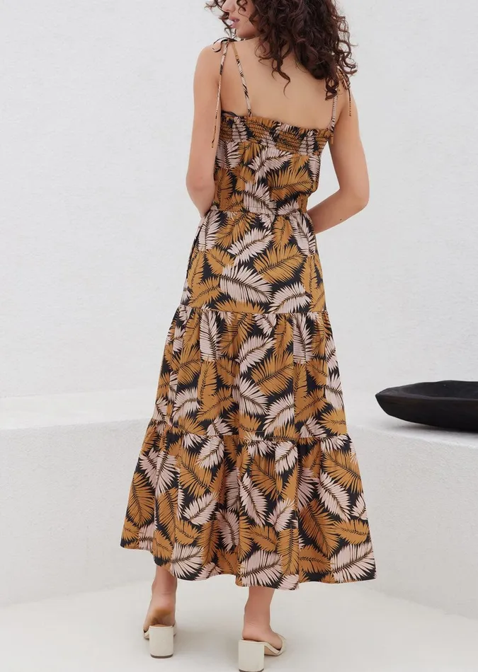 Nightfall Palm Maxi Dress Taupetropical Women Lost Wander Dresses