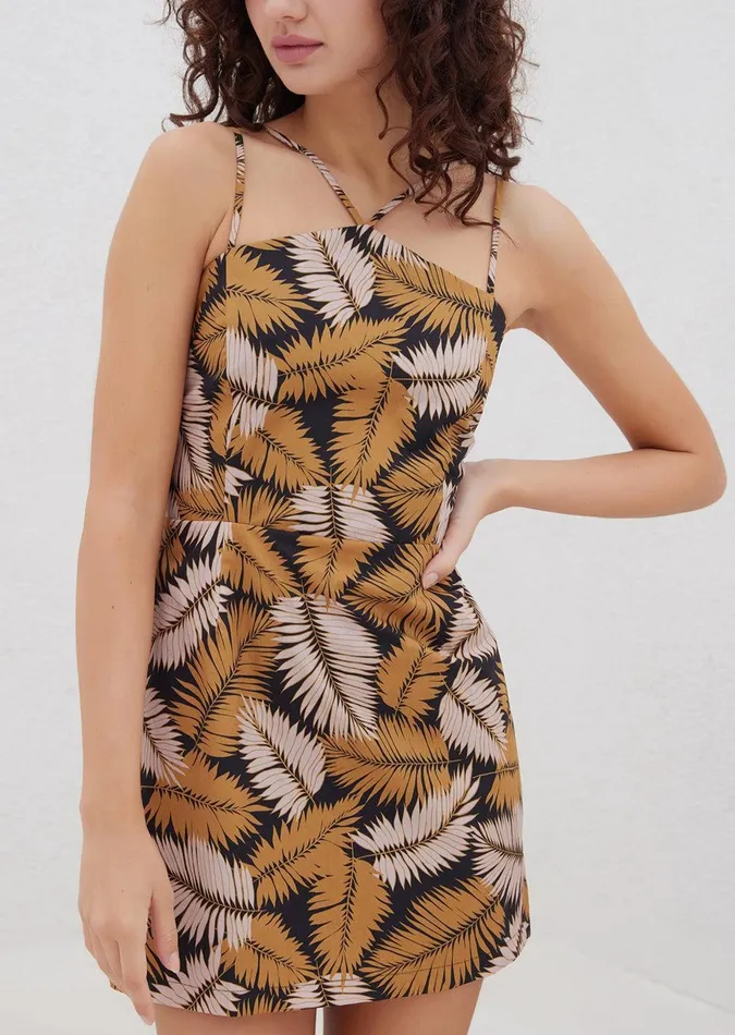 Nightfall Palm Mini Dress Taupetropical Women Lost Wander Dresses