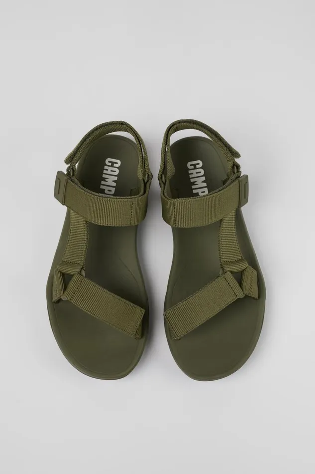 Non Leather Shoes Men Camper Match Green Textile Sandal Non Leather Shoes Men Camper Match Green Textile Sandal