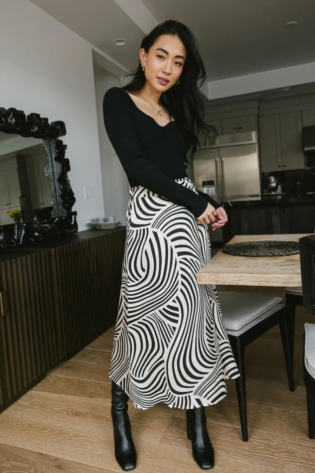 Nyla Ribbed Sweater In Black Black Women Bohme Tees and Tanks